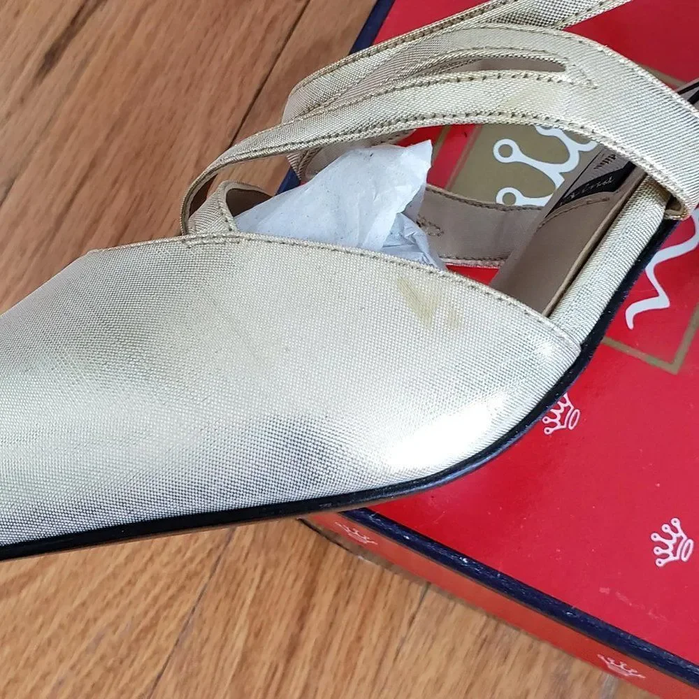 ** Nina Kathyna Metallic Gold Lame Heels